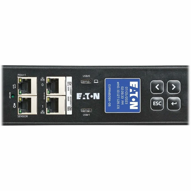 Alt view image 12 of 13 - Eaton G4 42-Outlets PDU - Managed - 460P9W - 24x IEC 60320 C13 - 18x IEC 60320 C39 - 230 V AC - Network (RJ-45) - 6 ft (1.83 m) Cord Length - 0U - Vertical - EVMA4609X-06