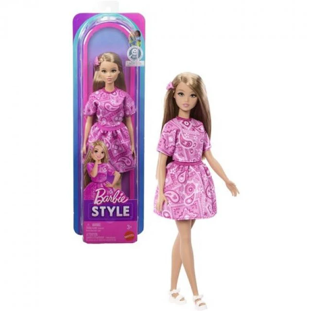 Main image of Barbie Fashionista Doll #249 With Pink Paisley Dress, Blonde Hair