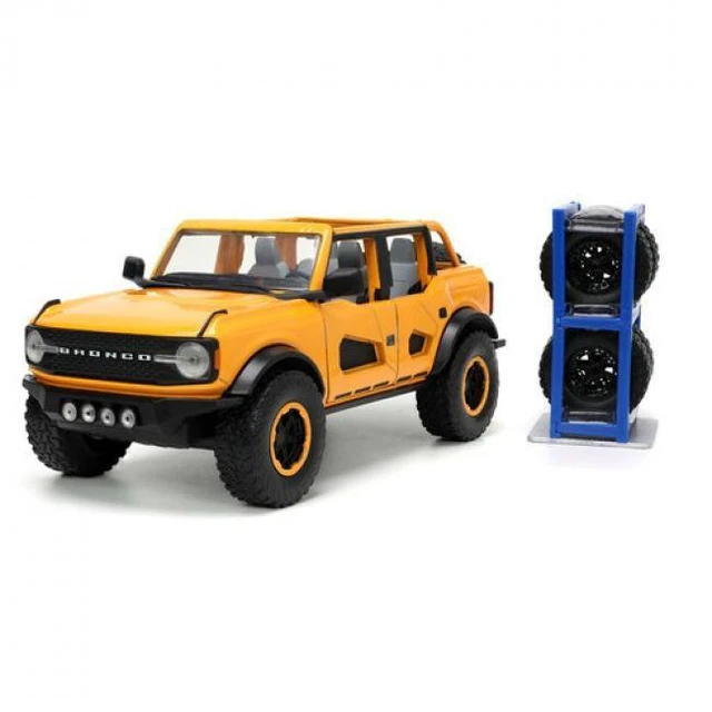 Alt view image 19 of 19 - 2021 Ford Bronco Orange Metallic with Extra Wheels "Just Trucks" Series 1/24 Diecast Model Car by Jada