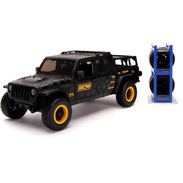 Alt view image 6 of 6 - 2020 Jeep Gladiator Pickup Truck "B&M" Black with Graphics with Extra Wheels "Just Trucks" Series 1/24 Diecast Model Car by Jada