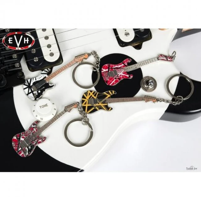 Alt view image 6 of 7 - EVH - Eddie Van Halen - Black & Yellow Bumblebee Guitar Keychain