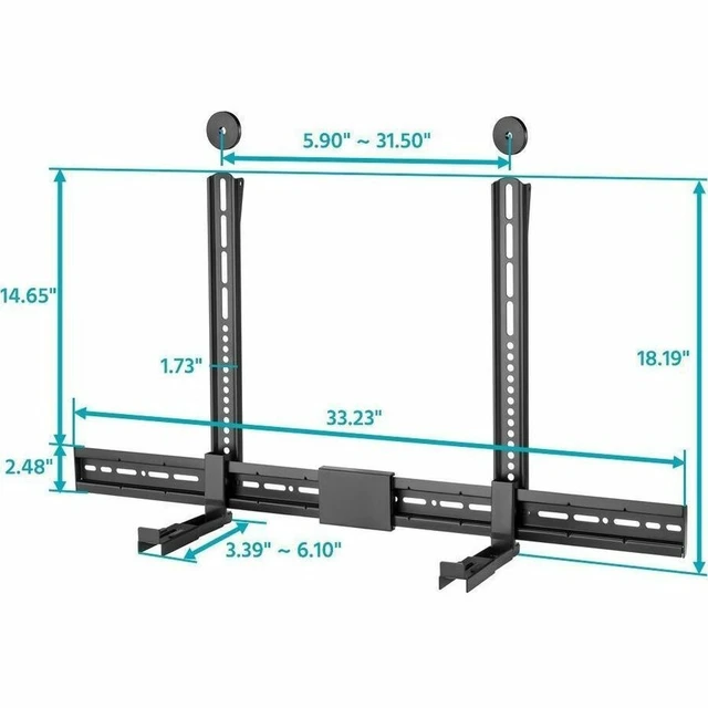 Alt view image 12 of 13 - Monoprice Heavy Duty Universal Sound Bar Mount Bracket Above or Under TV, Extends 3.4"-6.1", Fits Most Soundbars Up to 33 Lbs, Anti-Skid Base, 3 Installation Options, Max VESA 800x400mm