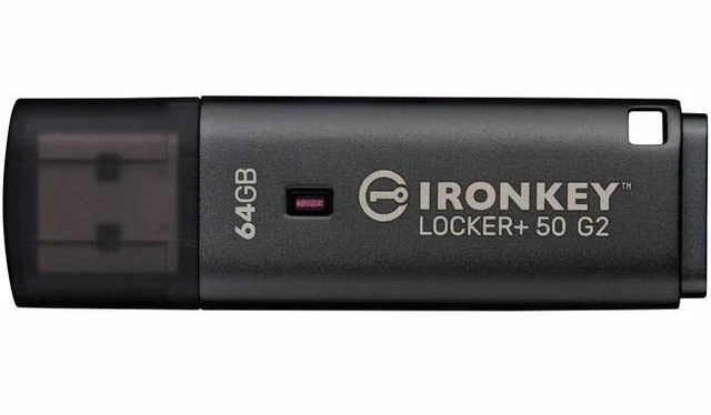Main image of IronKey Locker+ 50 G2 USB Flash Drive - 64 GB - USB 3.0, USB 3.1, USB 3.2 (Gen 1), USB Type A - 145 MB/s Read Speed - 115 MB/s Write Speed - 256-bit AES-XTS, 256-bit AES - TAA Compliant