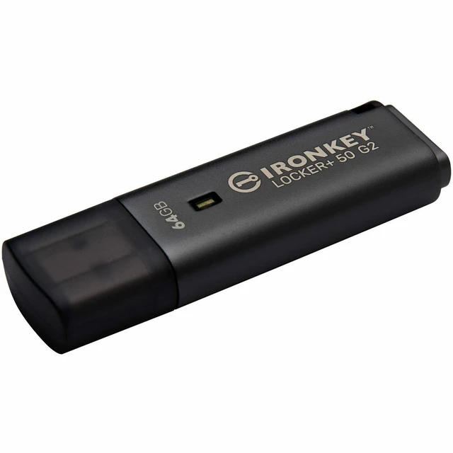 Alt view image 3 of 4 - IronKey Locker+ 50 G2 USB Flash Drive - 64 GB - USB 3.0, USB 3.1, USB 3.2 (Gen 1), USB Type A - 145 MB/s Read Speed - 115 MB/s Write Speed - 256-bit AES-XTS, 256-bit AES - TAA Compliant