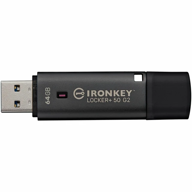 Alt view image 4 of 4 - IronKey Locker+ 50 G2 USB Flash Drive - 64 GB - USB 3.0, USB 3.1, USB 3.2 (Gen 1), USB Type A - 145 MB/s Read Speed - 115 MB/s Write Speed - 256-bit AES-XTS, 256-bit AES - TAA Compliant