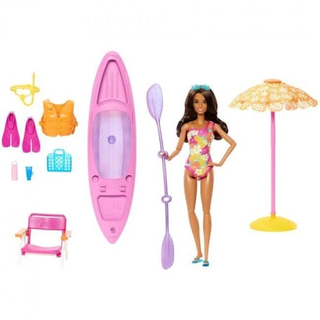 Main image of Barbie Summer Vacation Kayak Doll & Accessories Set
