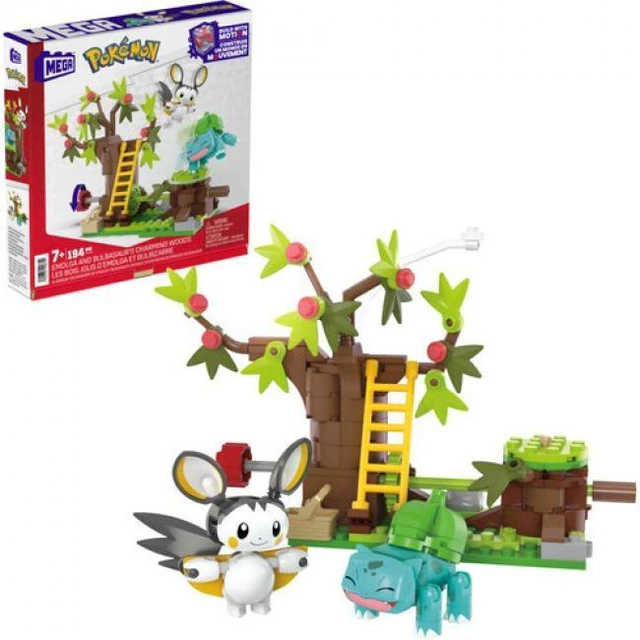 Main image of MEGA BLOKS - Pokemon: Emolga and Bulbasaur's Charming Woods, 194 Piece Buiding Toy Set