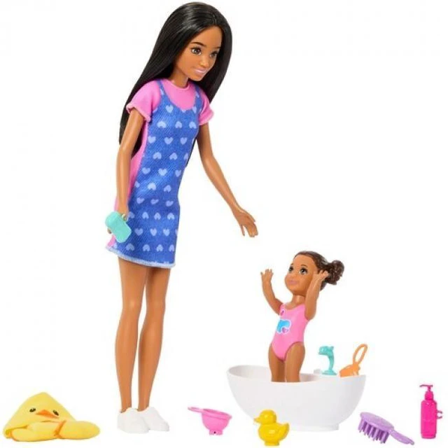 Main image of Barbie Skipper Babysitters Inc. Playset with 2 Dolls & Bathtub, Brunette