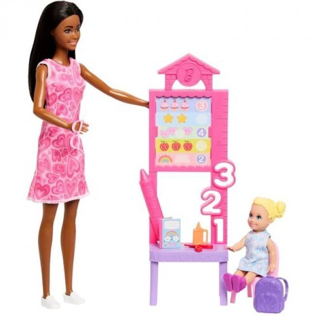 Main image of Barbie Careers Teacher Playset with 2 Dolls, Black