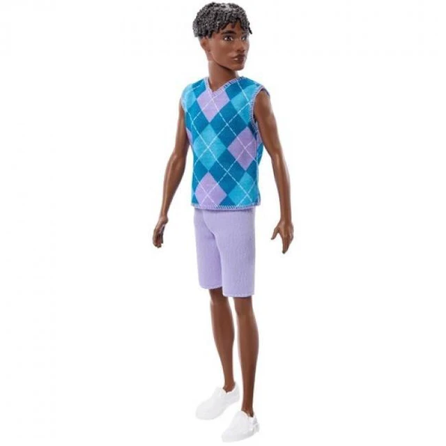 Main image of Barbie Fashionistas Ken Doll #253 in Lavender Shorts, Argyle Top, Brown Hair