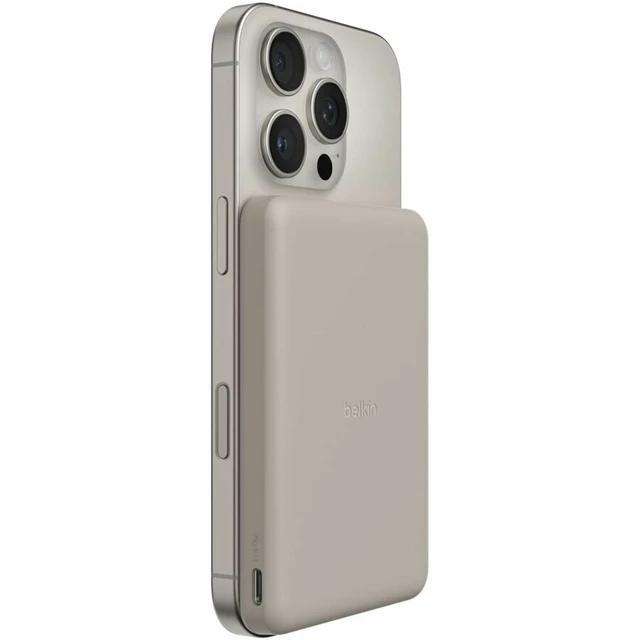 Alt view image 5 of 7 - Belkin BoostCharge Slim Magnetic Power Bank 5K, Sand - For Smartphone, iPhone, Earbud, USB Type C Device, MagSafe-enabled Device, Android Device, Qi2-enabled Device, Universal - 5000 mAh - 7.50 W - US