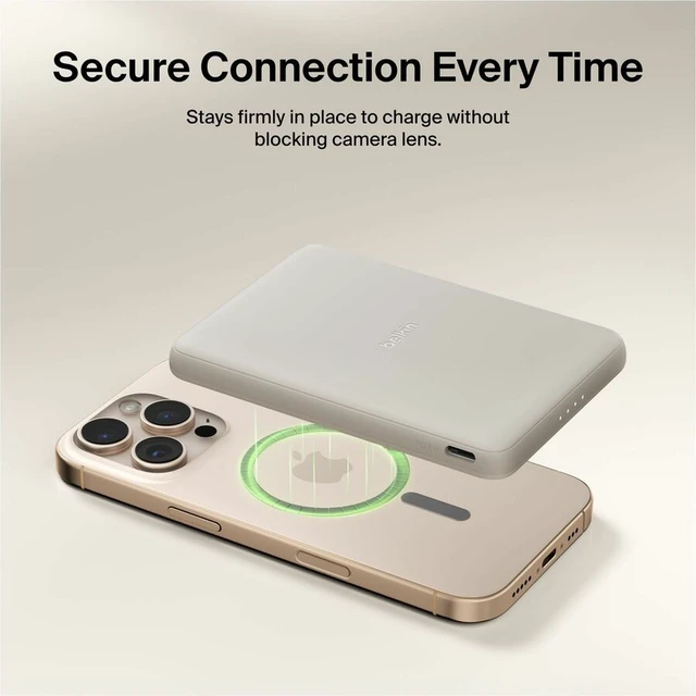 Alt view image 4 of 7 - Belkin BoostCharge Slim Magnetic Power Bank 5K, Sand - For Smartphone, iPhone, Earbud, USB Type C Device, MagSafe-enabled Device, Android Device, Qi2-enabled Device, Universal - 5000 mAh - 7.50 W - US