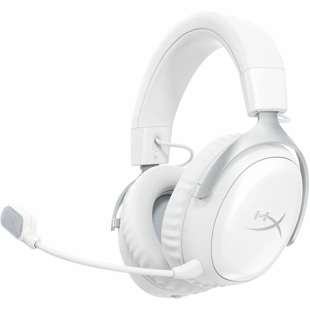 Alt view image 6 of 7 - HyperX Cloud III S Wireless White Gaming Headset - Stereo - Wireless - Bluetooth/RF - 65.6 ft - 64 Ohm - 20 Hz to 20 kHz - Over-the-head, Over-the-ear - Binaural - Circumaural - Electret Condenser, Un