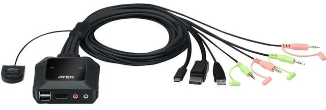Alt view image 10 of 15 - ATEN 2-Port USB-C DisplayPort Hybrid Cable KVM Switch CS52DP