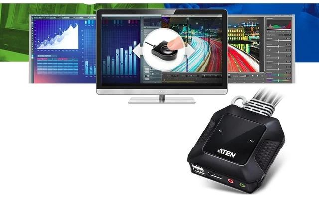Alt view image 11 of 15 - ATEN 2-Port USB-C DisplayPort Hybrid Cable KVM Switch CS52DP