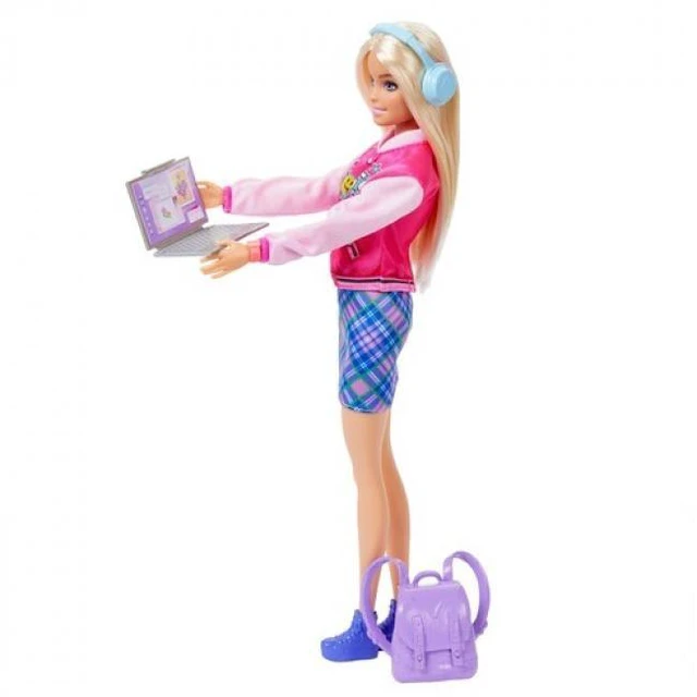 Alt view image 7 of 7 - Barbie I Love School Doll & Accessories Toy Set, 7 Pieces Include Backpack, Laptop & More, Blonde Fashion Doll Wears Removable Look