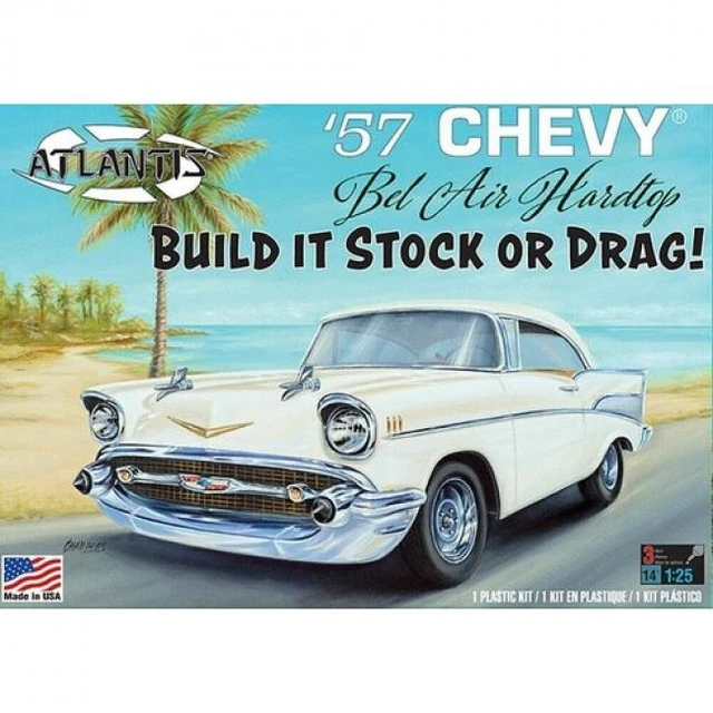 Alt view image 5 of 5 - Skill 3 Model Kit 1957 Chevrolet Bel Air Hardtop 1/25 Scale Model by Atlantis