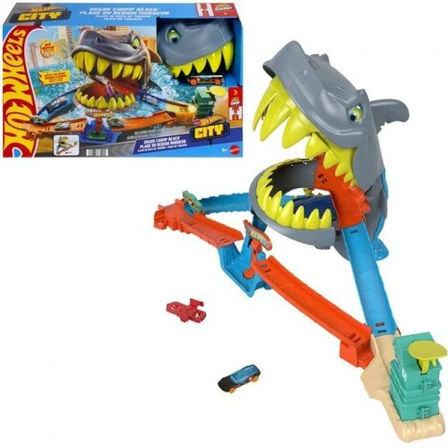 Main image of Mattel - Hot Wheels City Shark Chomp Beach Playset