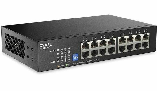 Main image of ZYXEL 16-port GbE Unmanaged Switch - 16 Ports - Gigabit Ethernet - 1000Base-T - 2 Layer Supported - 8.33 W Power Consumption - Twisted Pair - Wall Mountable, Rack-mountable - Lifetime Limited Warranty