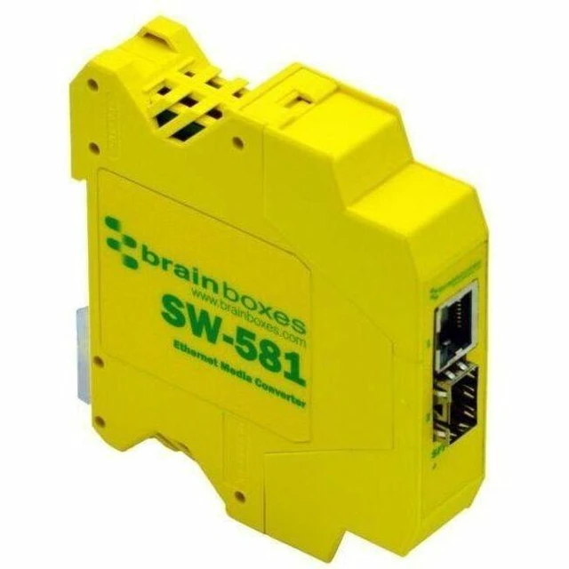 Alt view image 5 of 5 - Brainboxes SW-581 Transceiver/Media Converter - 1 x Network (RJ-45) - Gigabit Ethernet - 1000Base-X - 1000 Mbit/s - 1 x Expansion Slots - SFP - 1 x SFP Slots - Power Supply - DIN Rail Mountable - TAA
