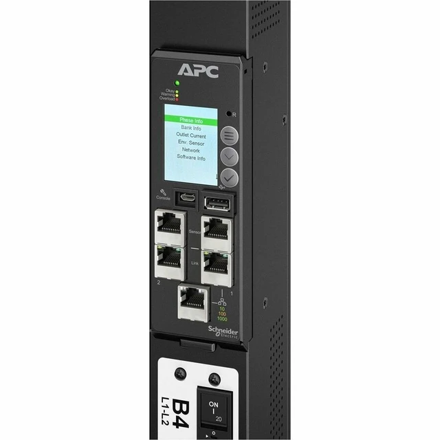 Alt view image 2 of 4 - APC NetShelter Rack PDU Advanced Gen 2, Switched Metered Outlet, 3Phase, 22.1kW 400V 32A or 17.3kW 415V 30A, 530P6, 48 Outlet - Switched with Metered-by-Outlet - IEC 60309 30A 3P+N+PE - 24 x IEC 60320