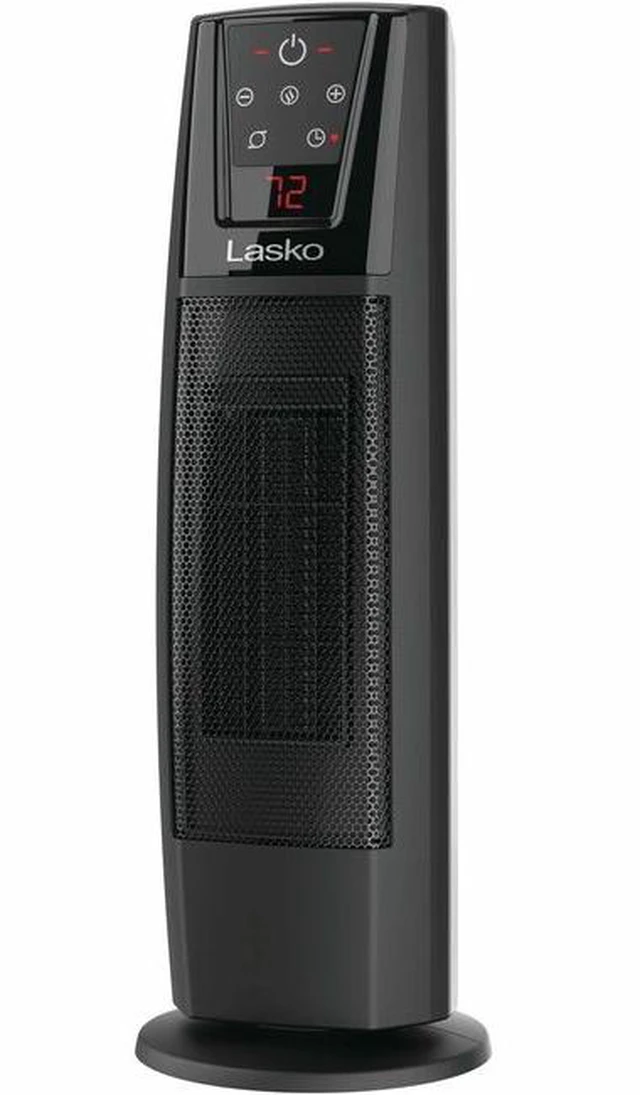 Main image of Lasko 1500W Digital Ceramic Tower Space Heater with Remote Control, CT20111, Black - Ceramic - Electric - 900 W to 1500 W - 2 x Heat Settings - Timer - 150 Sq. ft. Coverage Area - 1500 W - 120 V AC -