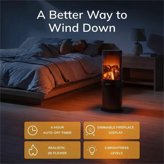 Alt view image 3 of 7 - Lasko 20" Fireplace Ceramic Tower Space Heater - Ceramic - Electric - 900 W to 1500 W - 2 x Heat Settings - Timer - 300 Sq. ft. Coverage Area - 1500 W - 120 V AC - 12.50 A - Oscillation - Indoor,