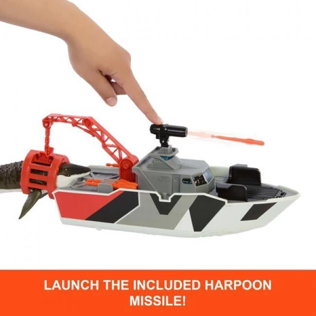 Main image of Mattel - Matchbox Jurassic World: Rebirth Mosasaurus Rescue Action Boat Playset