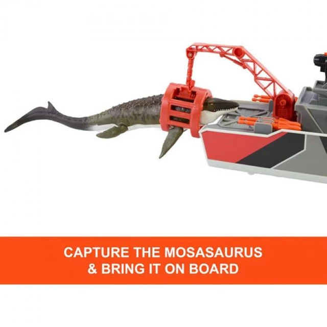 Alt view image 2 of 7 - Mattel - Matchbox Jurassic World: Rebirth Mosasaurus Rescue Action Boat Playset