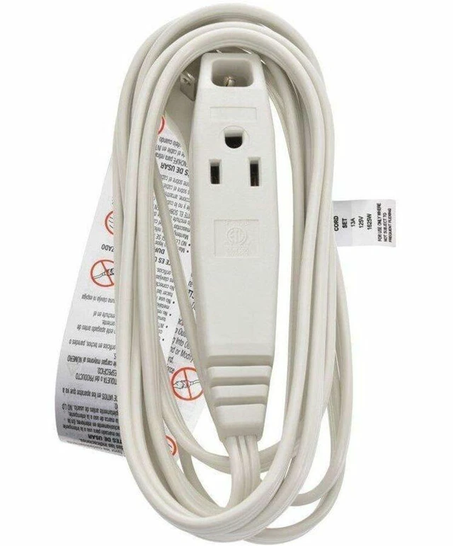 Alt view image 10 of 19 - Monoprice 3-Outlet Flat Plug Household Extension Cord, 16AWG, 13A, SPT-2, White, 10ft