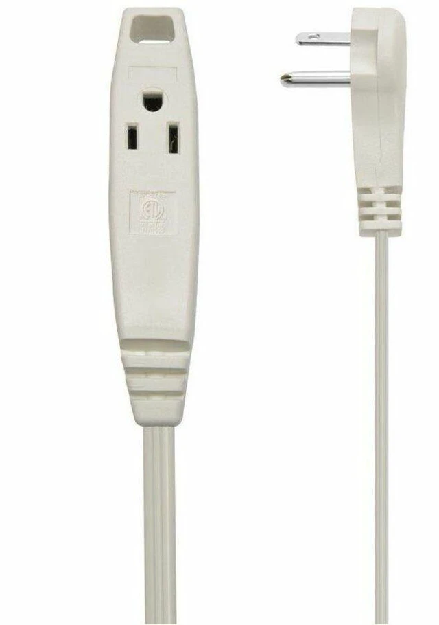 Alt view image 11 of 19 - Monoprice 3-Outlet Flat Plug Household Extension Cord, 16AWG, 13A, SPT-2, White, 10ft