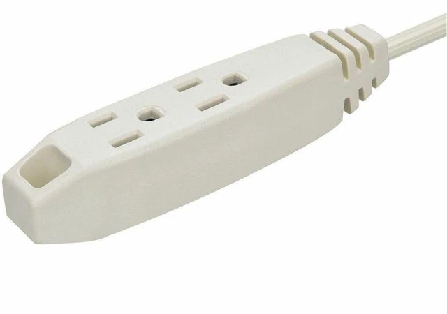 Alt view image 13 of 19 - Monoprice 3-Outlet Flat Plug Household Extension Cord, 16AWG, 13A, SPT-2, White, 10ft
