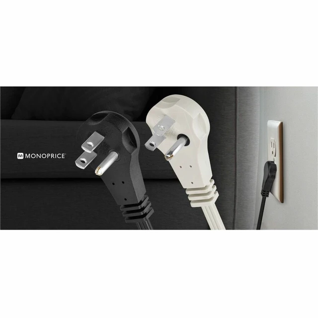 Alt view image 14 of 19 - Monoprice 3-Outlet Flat Plug Household Extension Cord, 16AWG, 13A, SPT-2, White, 10ft