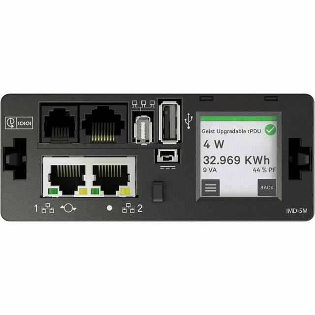 Alt view image 2 of 4 - Vertiv Geist Monitored RPDU with Next-Generation IMD| 30A| 208V| 0U Rack| (36) Combination C13/C19 outlets| NEMA L6-30P Plug | 4.9kW| VP4N30AM - Redundant Power-Sharing Port | High-Visibility LCD | In