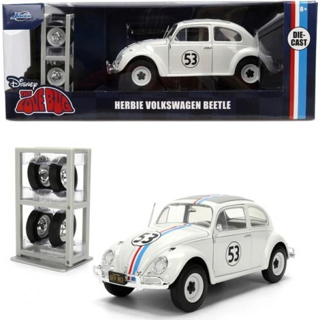 Alt view image 12 of 12 - Volkswagen Beetle #53 "Herbie" White with Stripes "The Love Bug" (1968) Movie with Extra Wheels 1/24 Diecast Model Car by Jada
