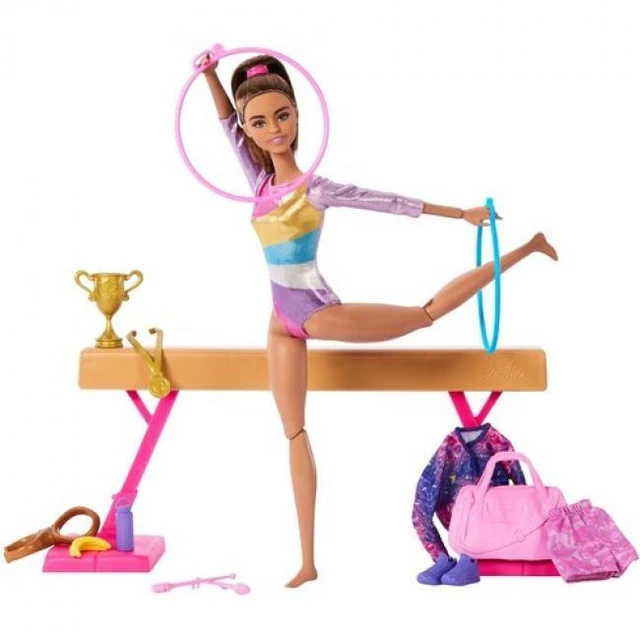 Main image of Barbie You Can Be Anything Gymnastics Playset with Brunette Doll