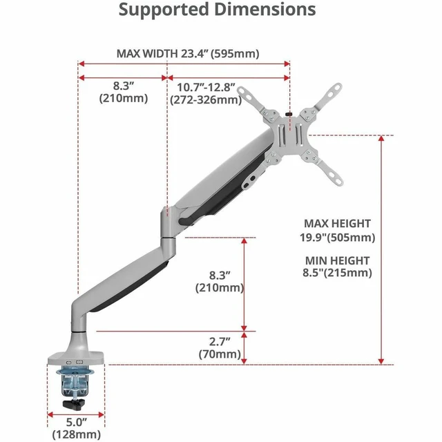 Alt view image 9 of 11 - Siig CE-MT5B11-S1 monitor mount / stand 114.3 cm (45") Desk Grey