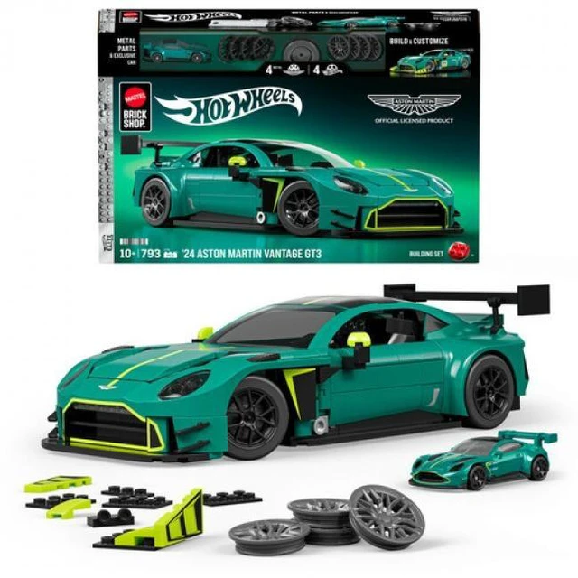Main image of Mattel Brick Shop Hot Wheels ?24 Aston Martin Vantage Gt3 Building Toy Kit