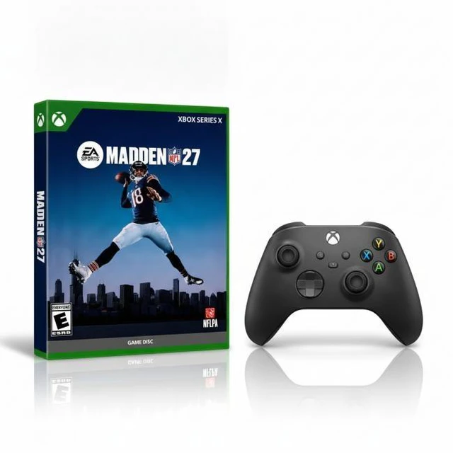 Main image of Xbox Wireless Controller Carbon Black + Madden NFL 27 Standard Edition Xbox Series X - Wireless & Bluetooth Connectivity - New Share Button - For Xbox Series X - Rated E (Everyone) - Sports Game