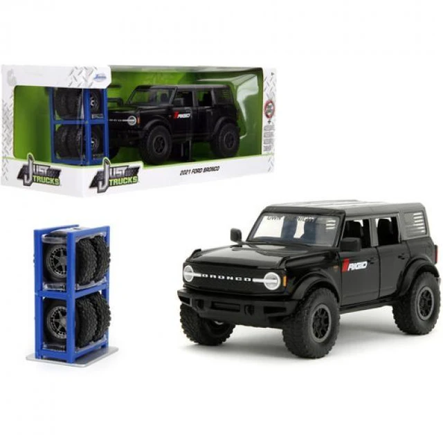 Alt view image 6 of 6 - 2021 Ford Bronco Badlands Black "Rigid" with Extra Wheels "Just Trucks" Series 1/24 Diecast Model Car by Jada