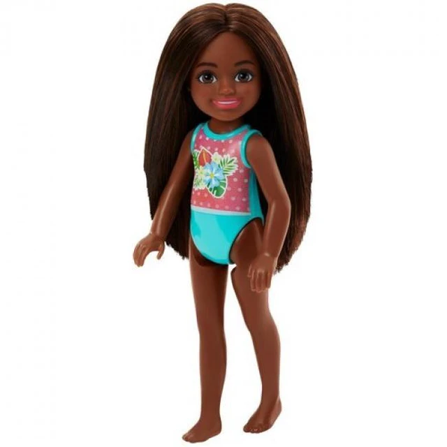 Main image of Barbie Chelsea Small Doll with Swimsuit, Floral Print, Brown Hair