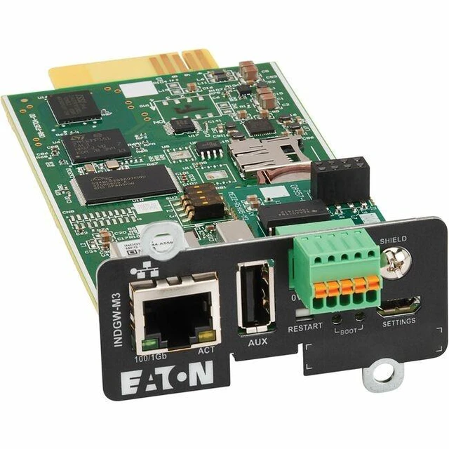 Main image of Eaton Cybersecure Gigabit Industrial Gateway Card for UPS and PDU, UL 2900-1 and IEC 62443-4-2 Certified - Mini Slot - 1 x Network (RJ-45) Port(s) - USB