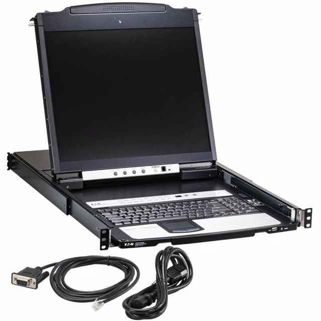 Alt view image 8 of 9 - Eaton 16-Port Cat5 KVM over IP Switch w/19 in. LCD, TAA B064C-16-1-IP