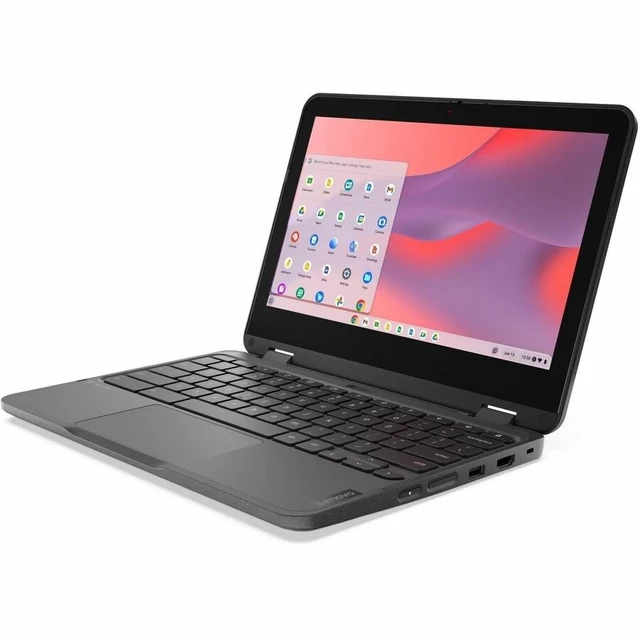 Alt view image 3 of 6 - Lenovo 500e Chromebook Gen 4s 83L4000NUS 11.6" Touchscreen Chromebook - HD - 60 Hz - Intel N-Series N200 - 8 GB - 64 GB Flash Memory - English Keyboard - Gray - Intel Chip - 1366 x 768 - ChromeOS