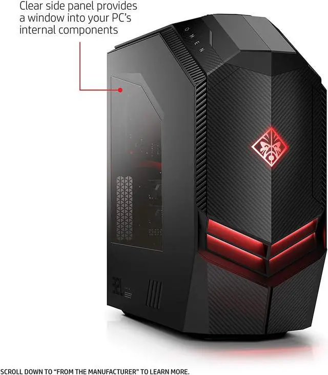 Alt view image 5 of 8 - OMEN by HP Gaming Desktop Computer, Intel Core i7-8700K, NVIDIA GeForce GTX 1080 Ti, 16GB RAM, 2TB hard drive, 512GB SSD, Windows 10 (880-130, Black)