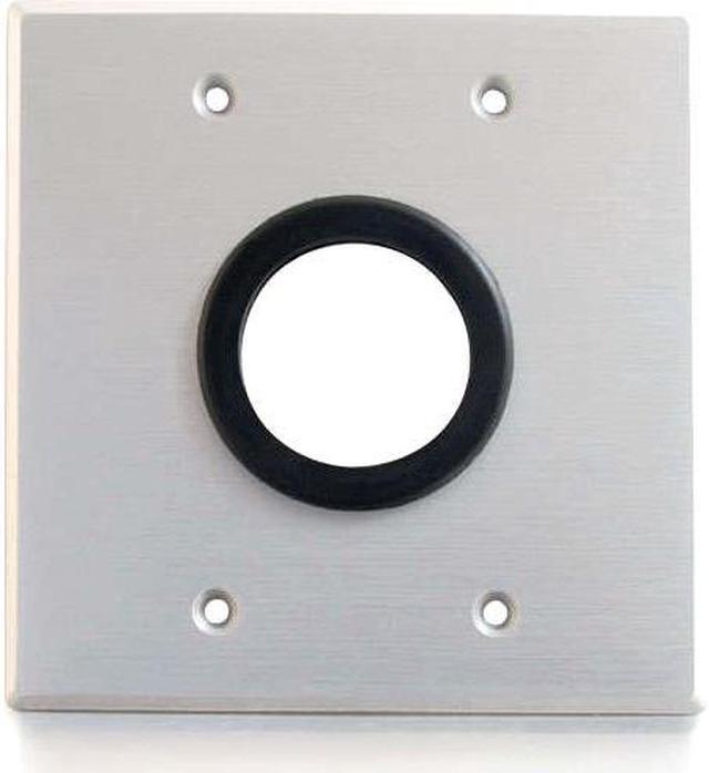 Main image of C2g 1.5In Grommet Cable Pass Through Double Gang Wall Plate - Brushed Aluminum
