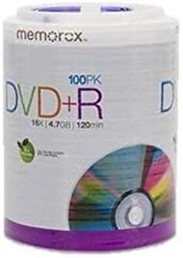 Memorex 4.7GB / 120-Minute 16X DVD+R, 100 Discs Spindle Tote
