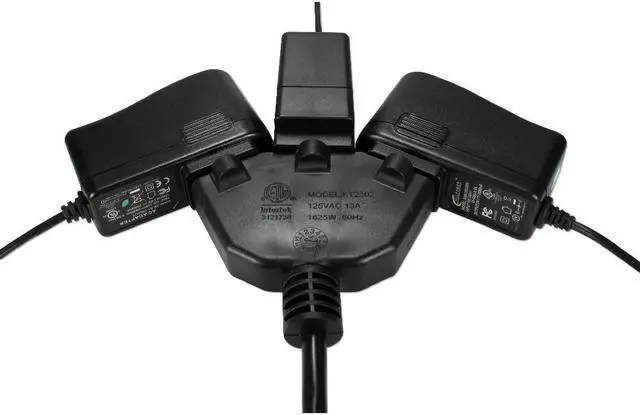 Alt view image 2 of 12 - QVS PP-ADPT3-10 10Ft Three Angle Outlet 3-Prong Power Extension Cord