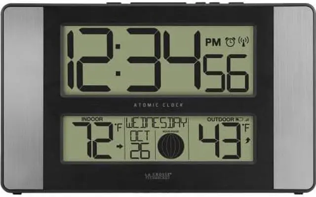 Main image of La Crosse Technology 513-1417AL-INT Atomic Digital Wall Clock With In/Out Temp & Moon Phase