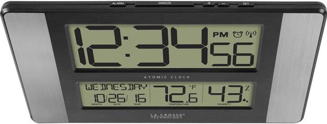 La Crosse Technology Atomic Digital Wall Clock with Indoor Temperature & Humidity